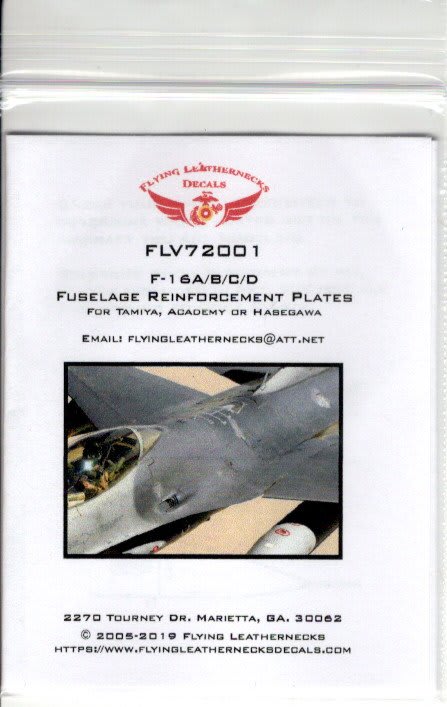 Flying Leathernecks FLV72001 F-16A-D Fuselage Reenforcement Plates 1:72
