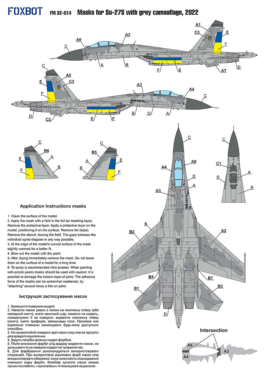 Foxbot Decals FM32014 1:32 Sukhoi Su-27S Grey camouflage, Ukrainian Air Forces,