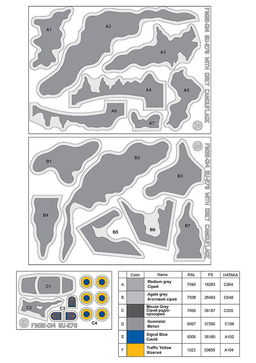Foxbot Decals FM32014 1:32 Sukhoi Su-27S Grey camouflage, Ukrainian Air Forces,