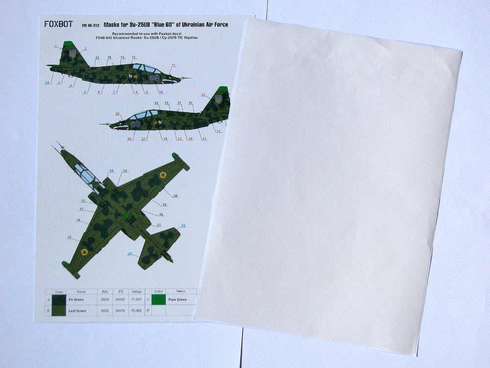 Foxbot FM48012 Su-25UB Blue 60 Ukrainian AF Clover Masks 1:48