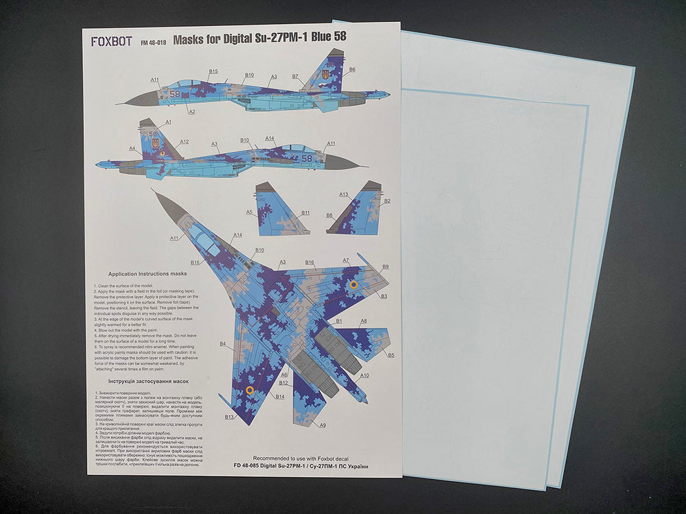 Foxbot FM48019 Su-27P Blue 58 Ukrainian AF Digital Masks 1:48