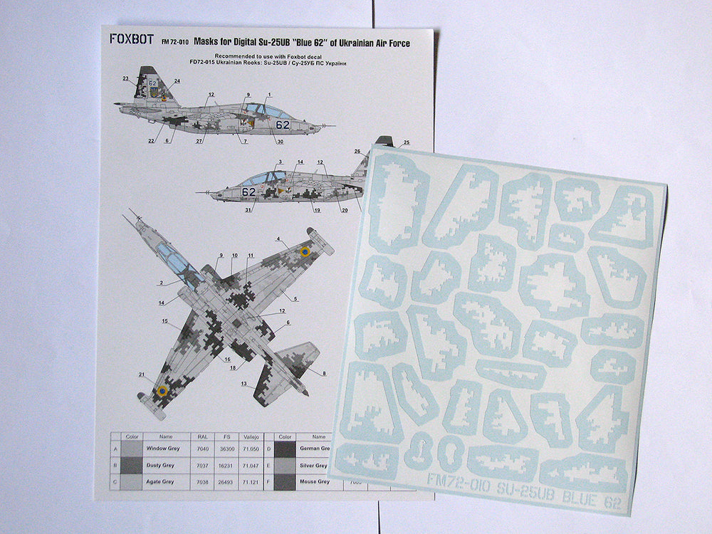 Foxbot Decals FM72010 1:72 Digital Masks for Sukhoi Su-25UB Blue 62