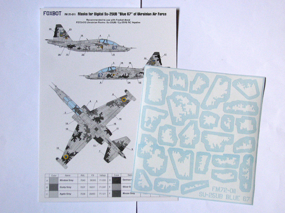 Foxbot Decals FM72011 1:72 Digital Masks for Sukhoi Su-25UB Blue 67