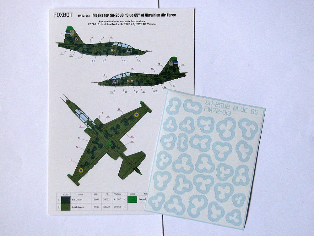 Foxbot Decals FM72013 1:72 Masks for Sukhoi Su-25UB Blue 65