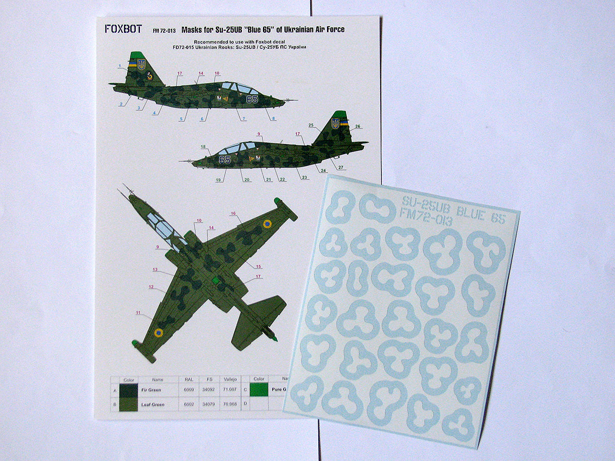 Foxbot Decals FM72013 1:72 Masks for Sukhoi Su-25UB Blue 65
