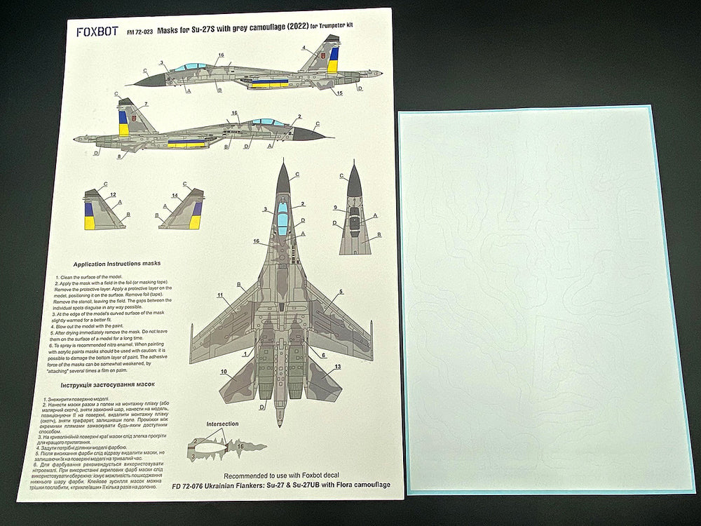 Foxbot FM72023 Su-27S Ukrainian AF Grey Camouflage Masks 1:72