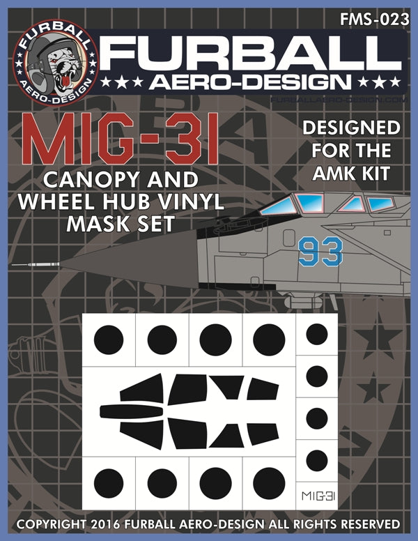 Furball FMS023 MiG-31BM Foxhound Canopy & Wheel Hub Masks 1:48