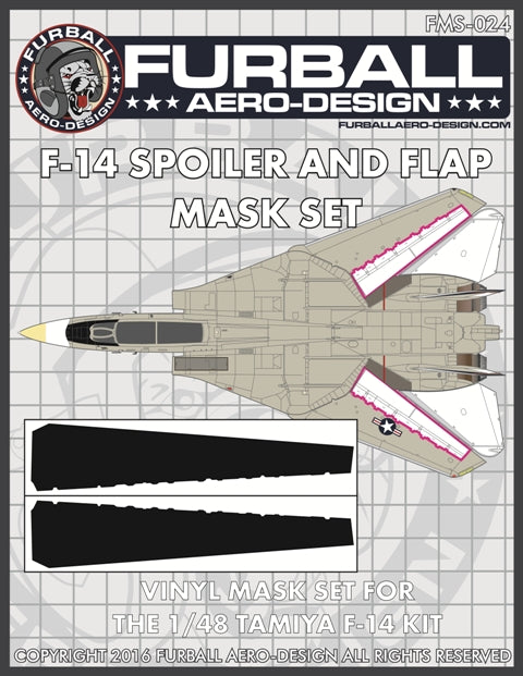 Furball FMS024 F-14A Tomcat Spoiler & Flap Vinyl Mask Set 1:48