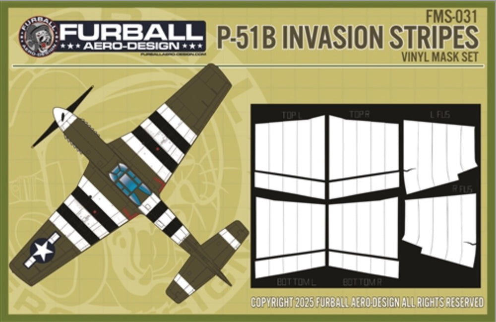 Furball FMS031 P-51B Invasion Stripes Paint Masks 1:48