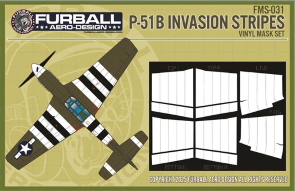 Furball FMS031 P-51B Invasion Stripes Paint Masks 1:48