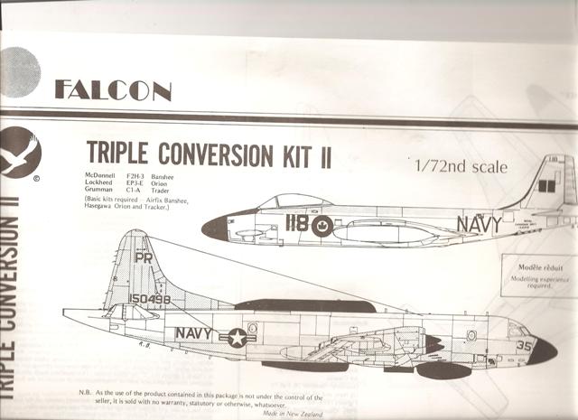 Falcon FNC002 1:72 F2H-3 Banshee; Grumman Trader & Lockheed EP-3E Orion.