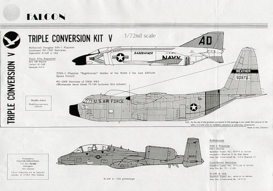 Falcon FNC005 1:72 HC-130F, A-10B, F4H-1 Phantom Clear Vac-Form