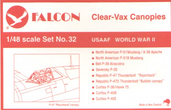 Falcon FNCV3248 1:48 USAAF Fighters WWII