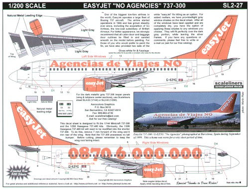 Scaleliners FPSL227 1:200 Boeing 737-300 EasyJet G-EZYG Decals