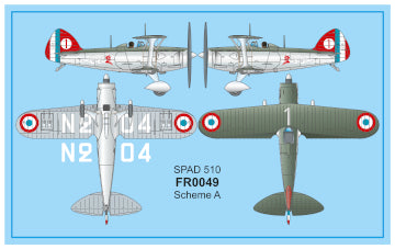 Frrom-Azur FR0049 Spad 510 7 eme Escadre Biplane Fighter 1:72