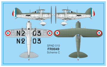 Frrom-Azur FR0049 Spad 510 7 eme Escadre Biplane Fighter 1:72