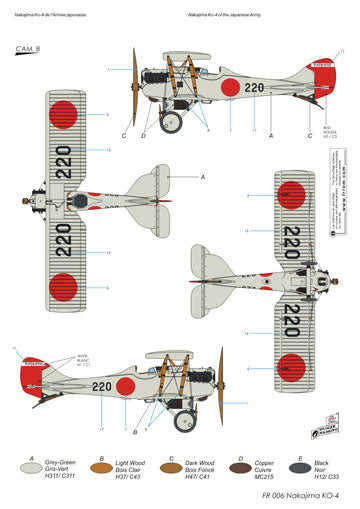 Frrom-Azur FR0006 1:72 Nakajima KO-4: 3 x Japanese and 1 Siamese decal