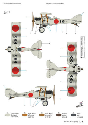 Frrom-Azur FR0006 1:72 Nakajima KO-4: 3 x Japanese and 1 Siamese decal