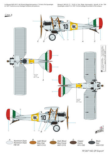 Frrom-Azur FR0007 1:72 Nieuport-Delage NiD.29 Export Decals Sweden Italy & Spain