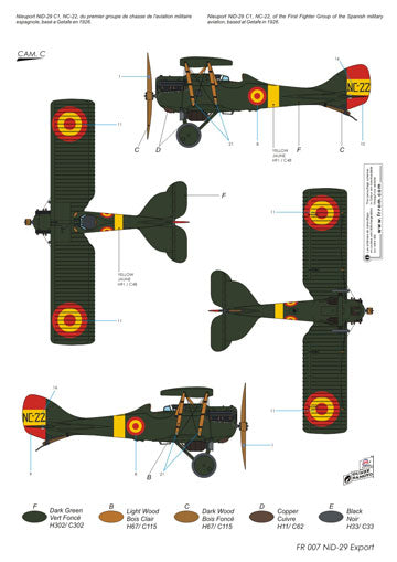 Frrom-Azur FR0007 1:72 Nieuport-Delage NiD.29 Export Decals Sweden Italy & Spain