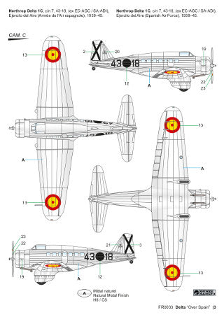 Frrom-Azur FR0033 Northrop Delta 1C Over Spain LAPE Decals 1:72