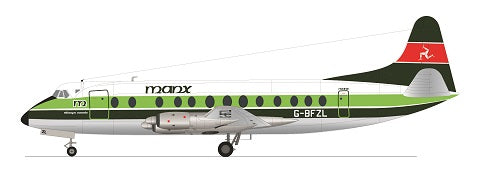 F-rsin Plastic FRP4085 1:144 Vickers Viscount 800 with Manx Airline decal