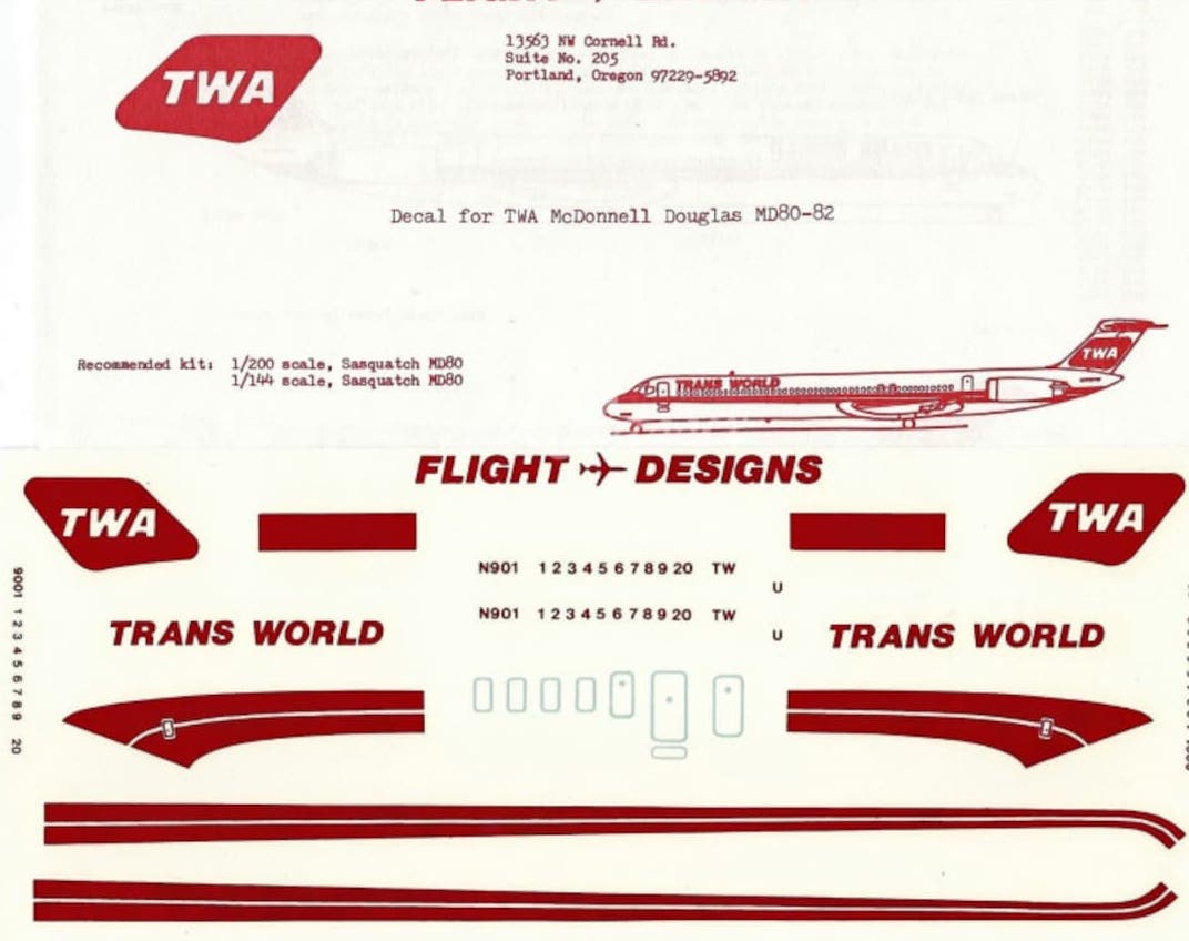 Flight Designs FTL059 1:200 McDonnell-Douglas MD-80/MD-82 TWA Trans World