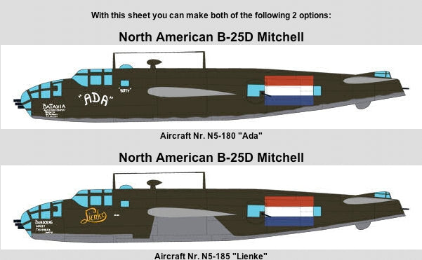 Flevo Decals FV48004 ML-KNIL Propaganda B-25D Mitchell Decals 1:48
