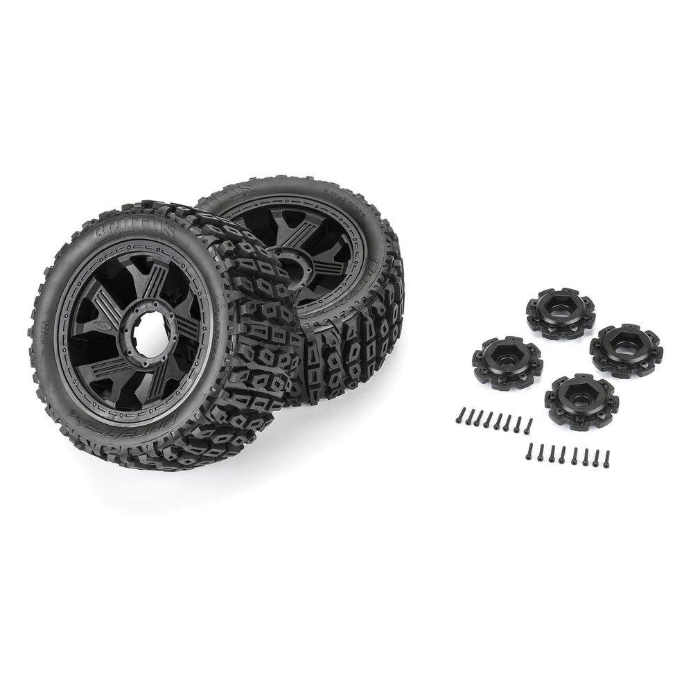 Duratrax Brutus F/R 5.7" Monster Truck Tires MTD 24mm Black Rippe 1:6 DTX565010