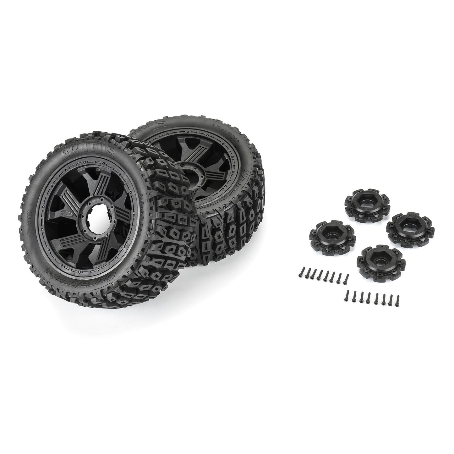 Duratrax Brutus F/R 5.7" Monster Truck Tires MTD 24mm Black Rippe 1:6 DTX565010