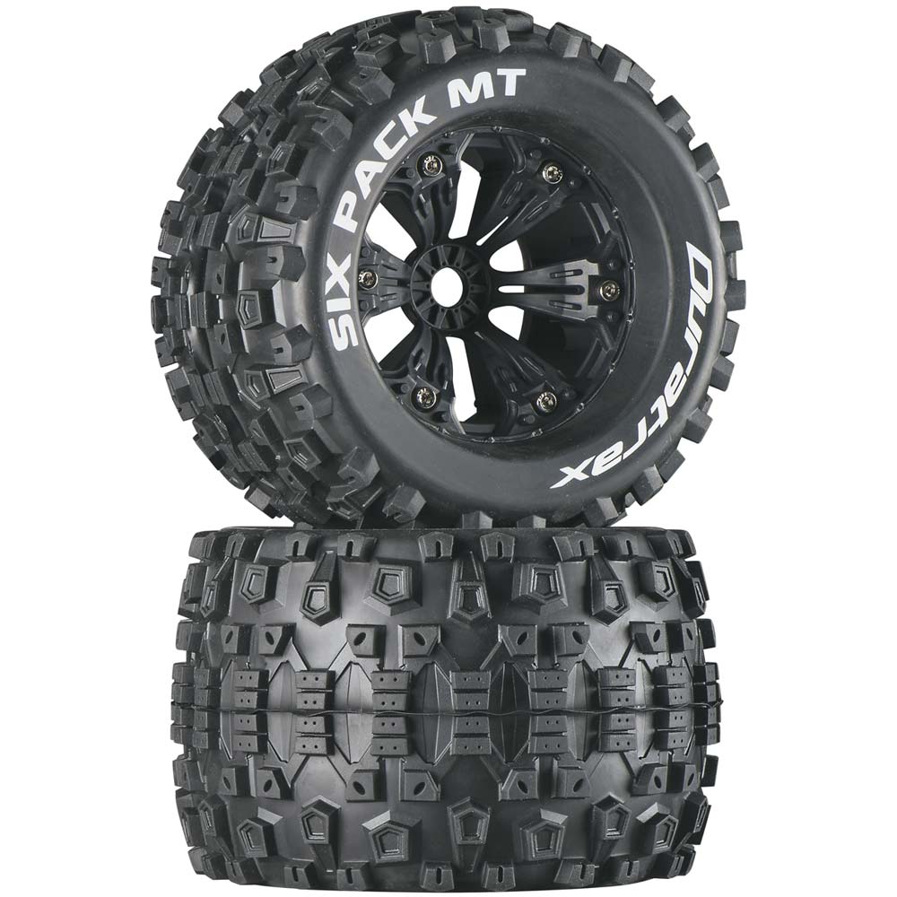 Duratrax Six Pack MT 3.8" Mounted 1/2" Offset Black (2) DTXC3584