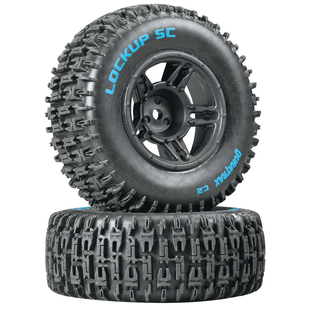 Duratrax Lockup SC Tire C2 Mounted Black Slash Front (2) DTXC3670