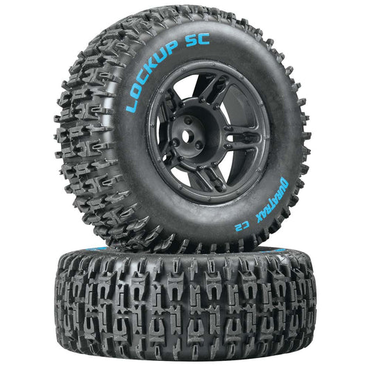Duratrax Lockup SC Tire C2 Mounted Black Slash Front (2) DTXC3670