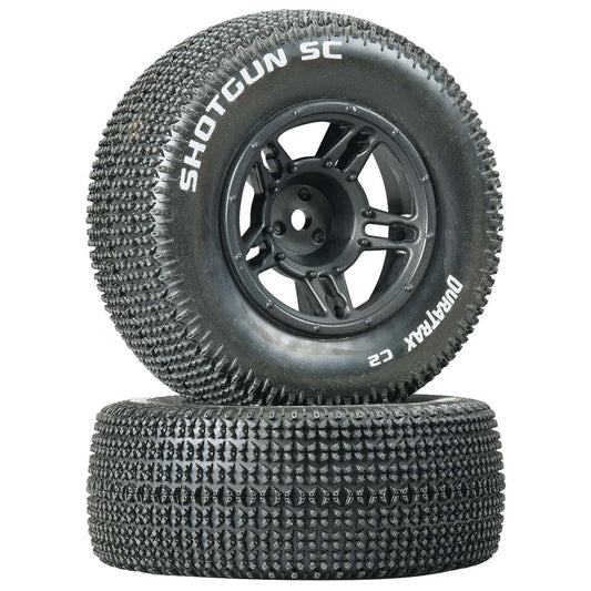 Duratrax Shotgun SC Tire C2 Mntd Black Slash Front (2) DTXC3686