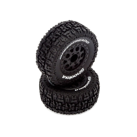 ECX FR/R Tire, Prmnt, Blk Whl (2):1:10 2wd/4wd Torment ECX4003