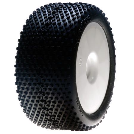Losi 1/8 XTT TruggyTire,Bl,Mntd,w/ Wht Whl,0 0ffset (2) LOSA17701B