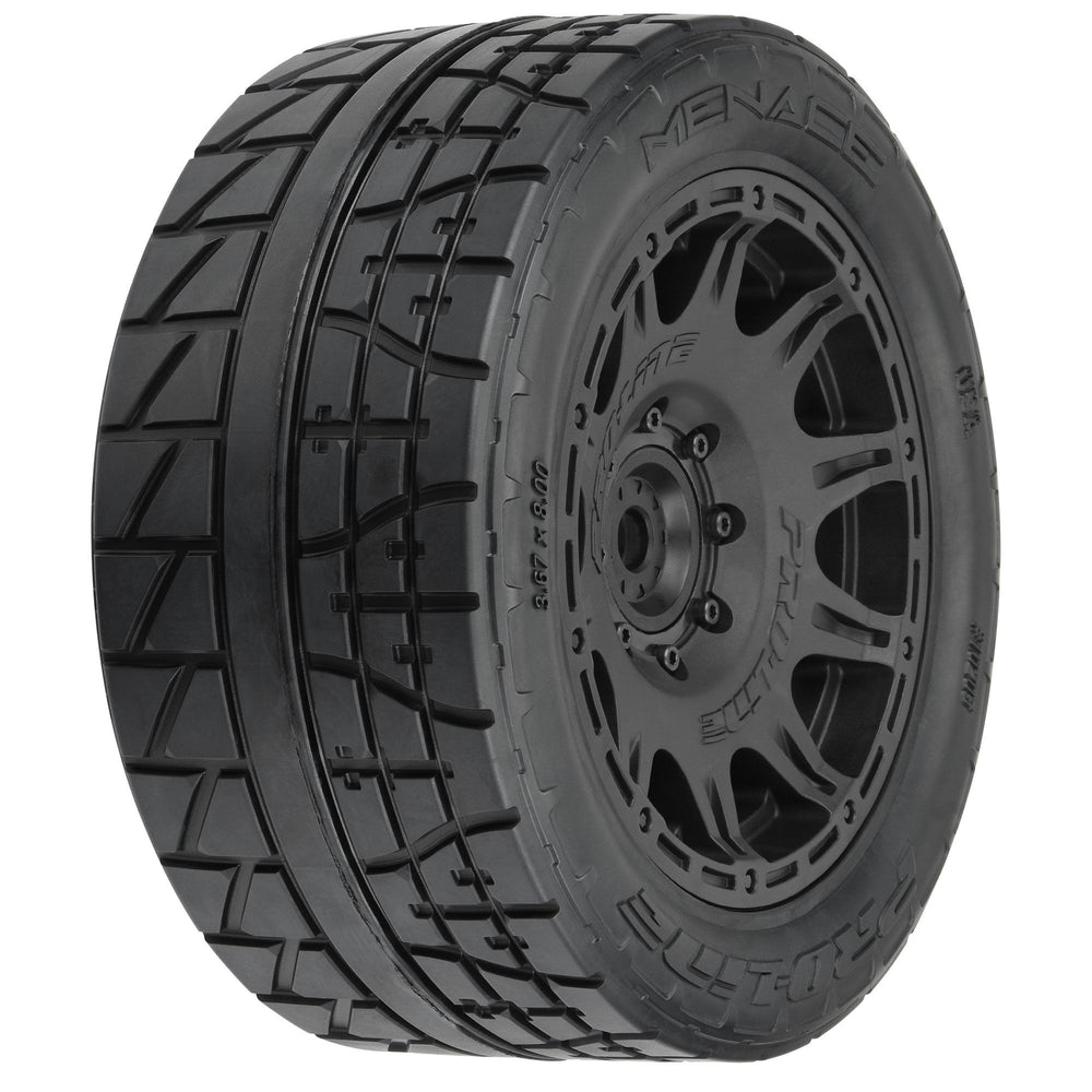 Pro-Line Racing Menace HP 5.7" Street BELTED Tires on Raid Black 8x48 PRO1020511
