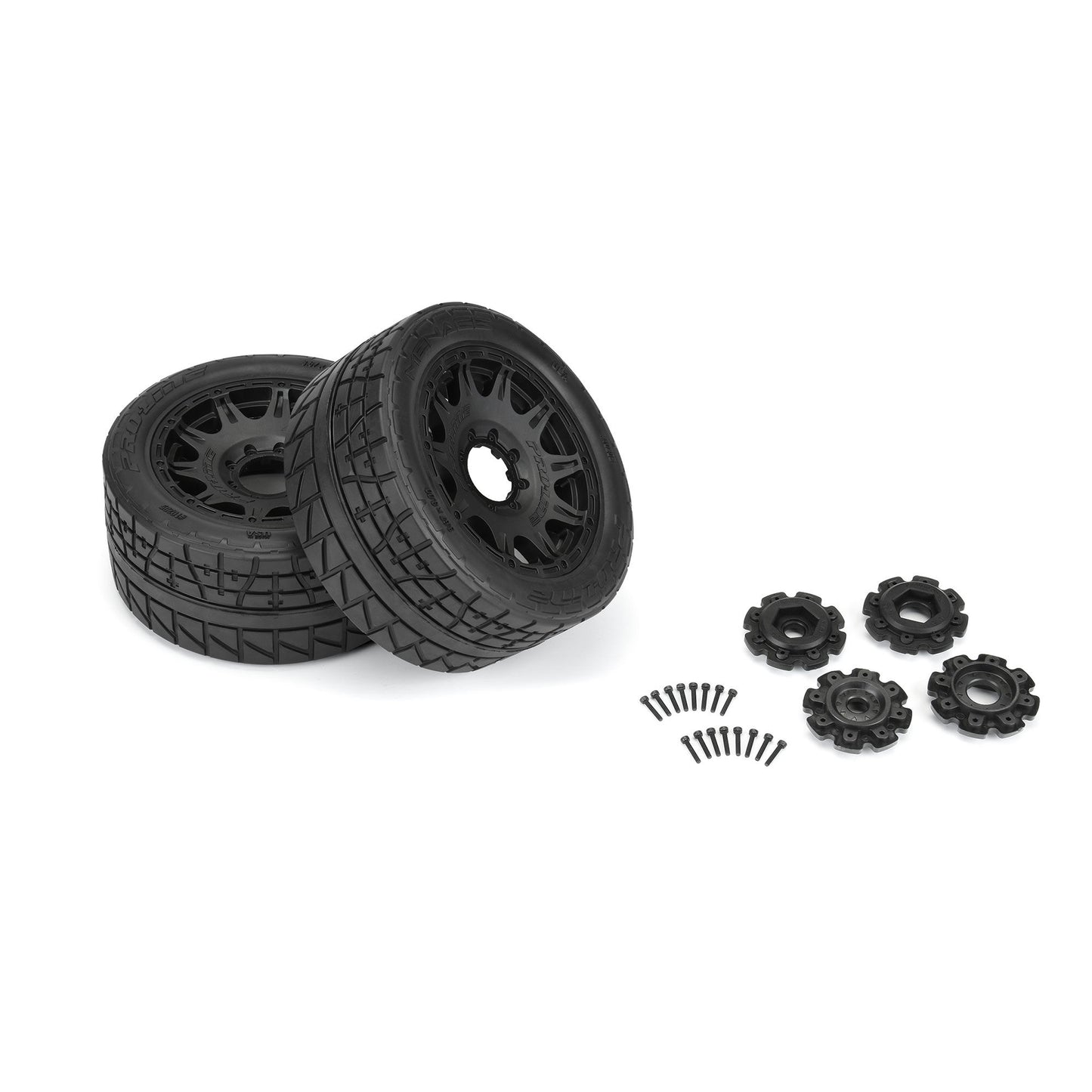 Pro-Line Racing Menace HP 5.7" Street BELTED Tires on Raid Black 8x48 PRO1020511