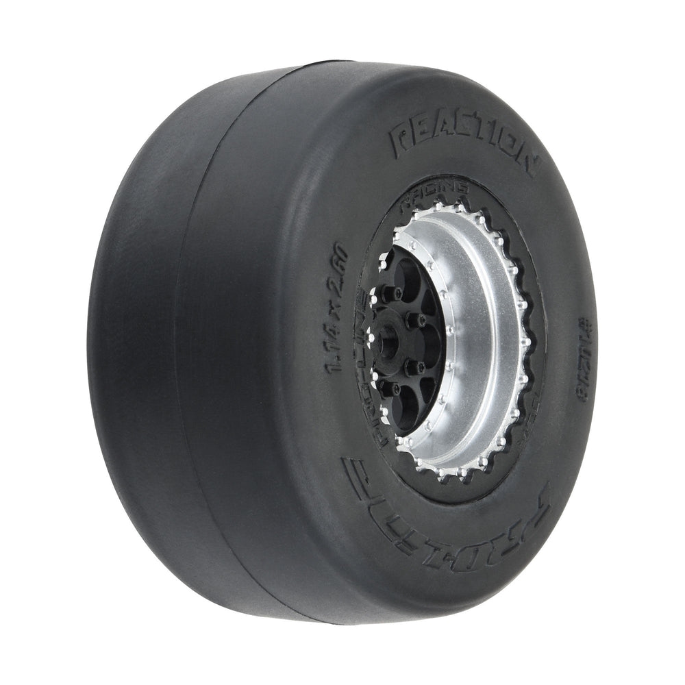 Pro-Line Racing Reaction Rear Tires MTD 8mm Black/Silver 2 Losi 1:16 PRO10218-10