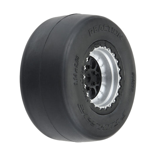Pro-Line Racing Reaction Rear Tires MTD 8mm Black/Silver 2 Losi 1:16 PRO10218-10