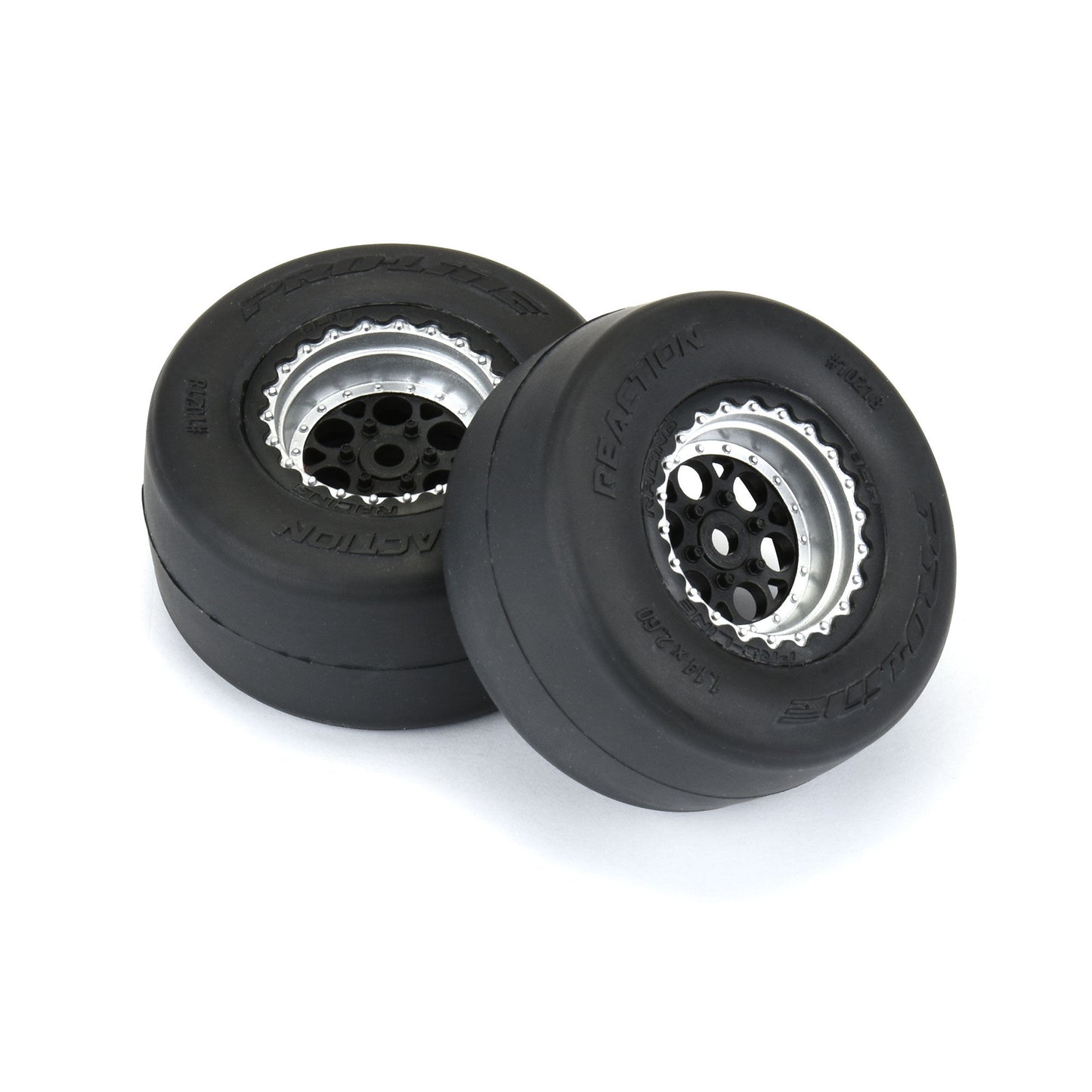 Pro-Line Racing Reaction Rear Tires MTD 8mm Black/Silver 2 Losi 1:16 PRO10218-10