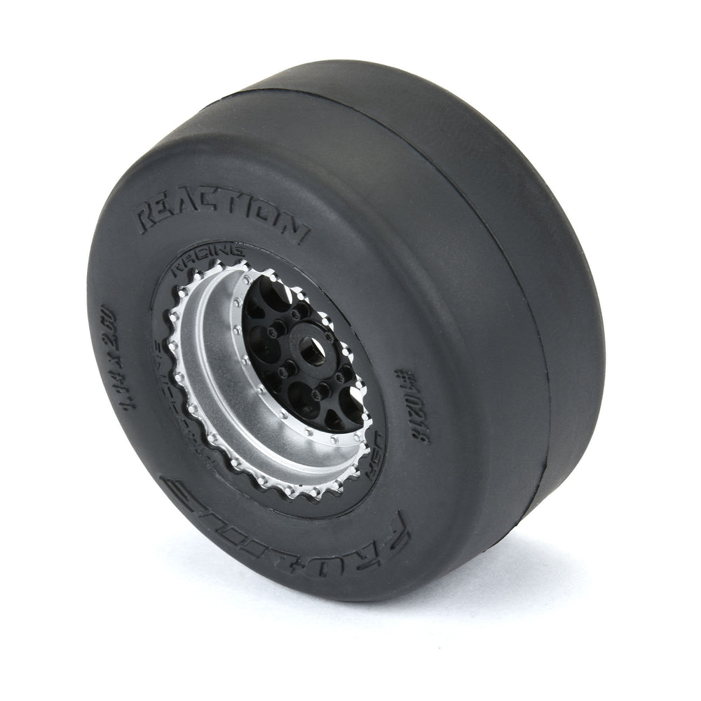 Pro-Line Racing Reaction Rear Tires MTD 8mm Black/Silver 2 Losi 1:16 PRO10218-10
