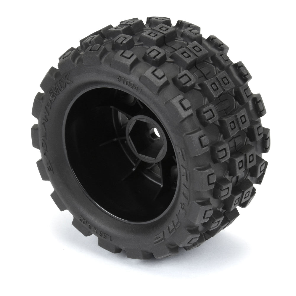 Pro-Line Racing Badlands MX 1.85" F/R MTD 12mm Black Raid 1:18 PRO1024110