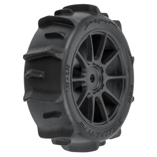 Pro-Line Racing Dumont F/R Tires MTD 12mm Black Mach10, 4 Typhon 1:14 PRO1031010