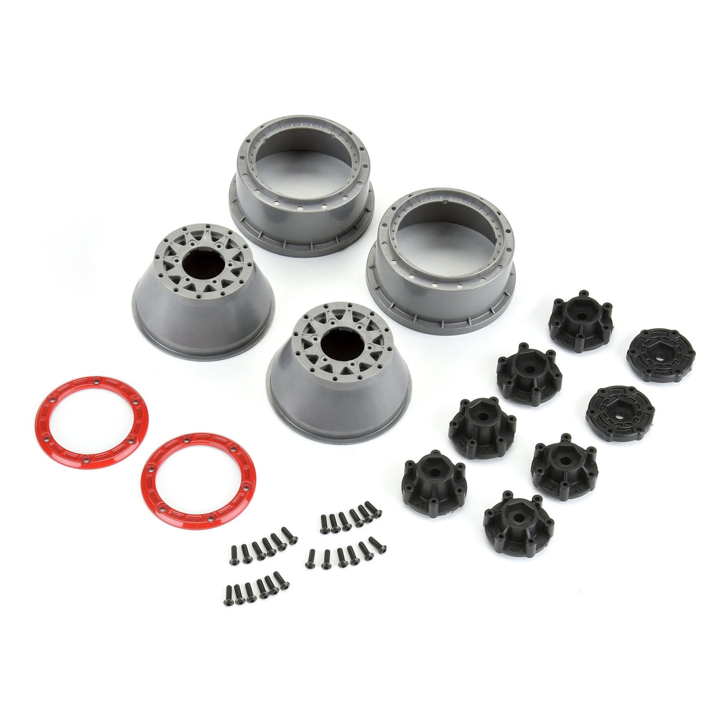Pro-Line Racing Raid Bead-Loc 2.2"/3.0" 12 & 14mm SC Wheels 2 Red 1:10 PRO281105