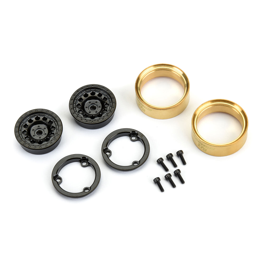 Pro-Line Racing RockShooter Brass 1.0" 7mm Crawler Wheels2 Black 1:24 PRO2812-00