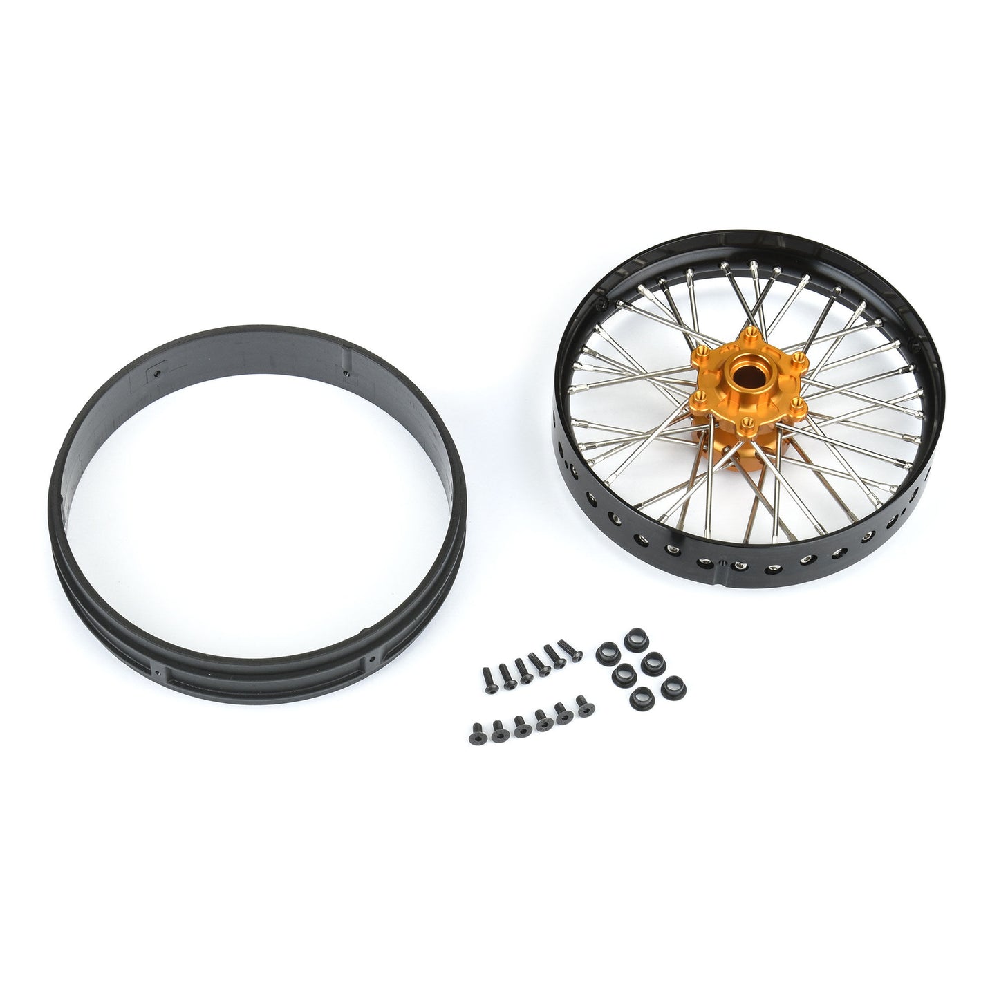 Pro-Line Racing ProSpec Aluminum V2 Bead Front Wheel Black/Gold1 1:4 PRO283600T3