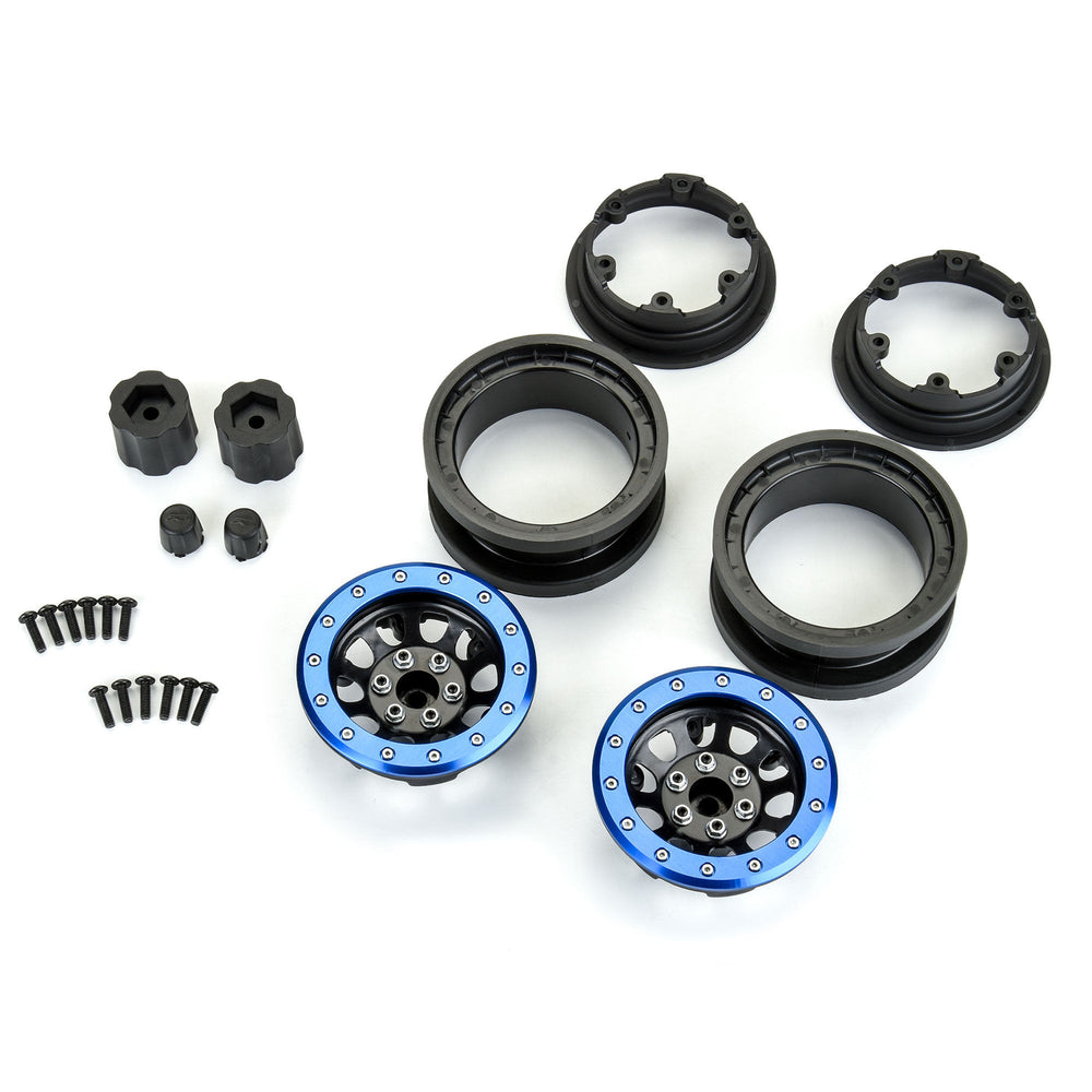 Pro-Line Racing Steelies Stamped 2.9" Dual Offset SCX6 Wheels Blue 1:6 PRO283800
