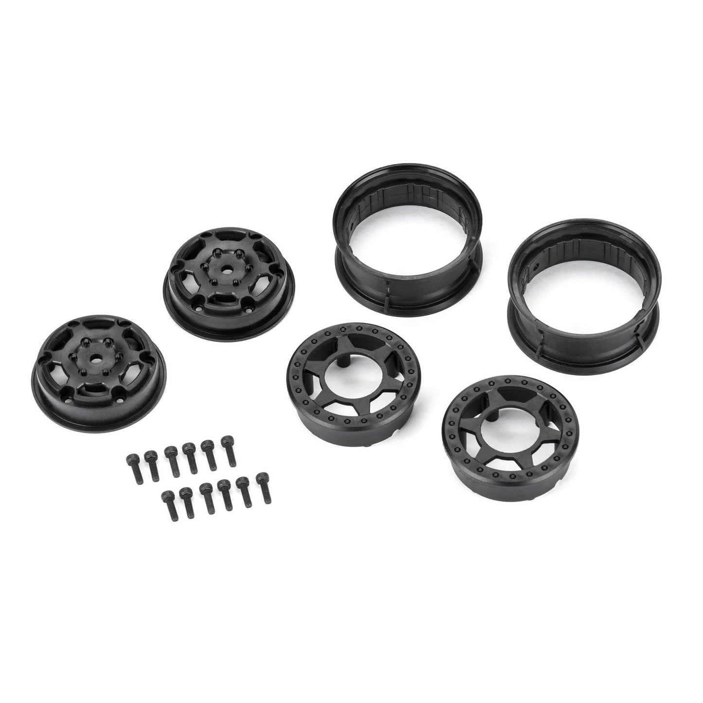 Pro-Line Racing Holcomb F/R 1.55" 12mm Crawler Loc Wheels 2 Black 1:10 PRO284200