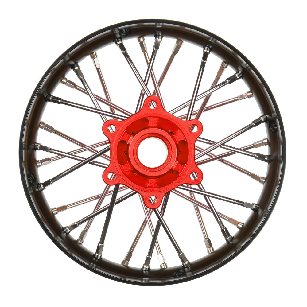 Pro-Line Racing Pro-Spec Aluminum V2 Bead Rear Wheel Black/Red 1:4 PRO284800T2
